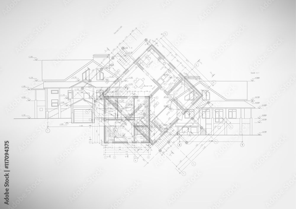 Abstract architectural drawings. - obrazy, fototapety, plakaty 