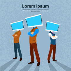 Poster - Business People With Computer Monitor Head