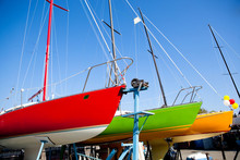 Three Sailboats In Dry Dock