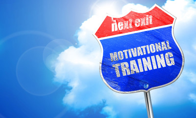 motivational training, 3d rendering, blue street sign