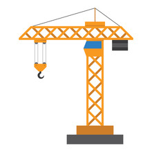 Construction Crane In A Flat Style