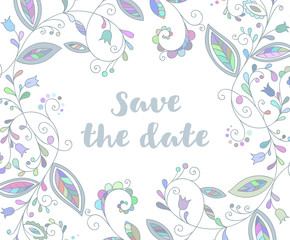 Wall Mural - Blue greeting or save the date card