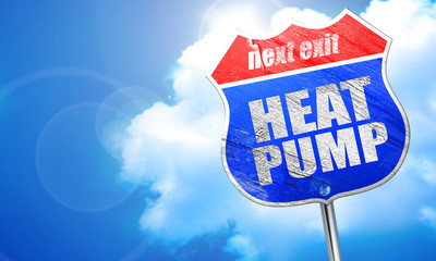 Wall Mural - heat pump, 3D rendering, blue street sign