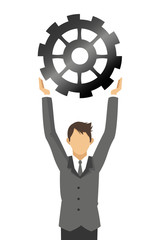 flat design businessman with gear icon vector illustration