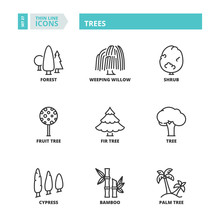Thin Line Icons. Trees