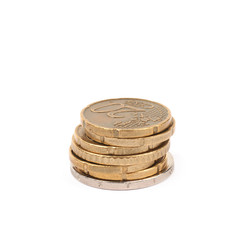 Multiple euro coins isolated