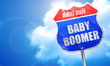 baby boomer, 3D rendering, blue street sign