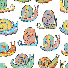 Aufkleber - Fanny snails seamless pattern
