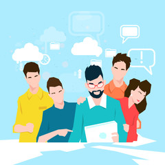 Poster - business people team working with tablet computer