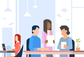 Poster - people working coworking center open office space