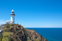 Sunny Day Lighthouse At Byron Bay Australia.