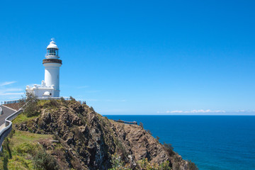 Sunny day Lighthouse at Byron bay australia.