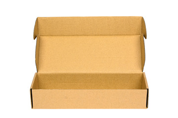 open brown packing box isolated on white with clipping path