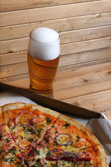 Wall Mural - pizza and a glass of beer