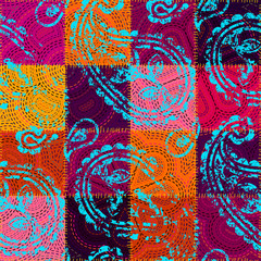 Poster - Vector seamless ethnic patchwork pattern