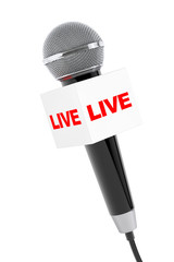 Poster - Microphone with Live Box Sign. 3d Rendering