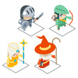 Isometric Fantasy RPG Game Character Vector Icons Set  Illustration