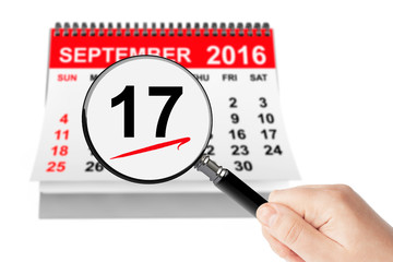 Poster - constitution day concept. 17 september 2016 calendar with magnif