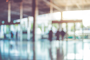 Aufkleber - Blur background,people walking at corridor in convention hall, o