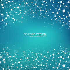 Structure molecule of DNA and neurons. Structural atom. Chemical compounds. Medicine, science, technology concept. Geometric abstract background. Vector illustration for your design.