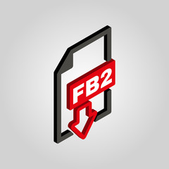 Poster - The FB2 icon. 3D isometric file format symbol. Flat Vector illustration