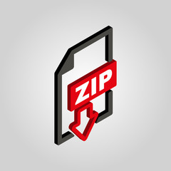 Poster - he ZIP file icon.3D isometric. Archive, compressed symbol. Flat