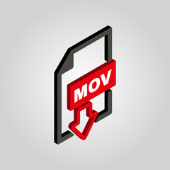 Poster - The MOV icon.3D isometric. Video file format symbol. Flat Vector