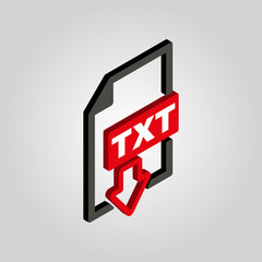 Poster - The TXT icon.3D isometric. Text file format symbol. Flat Vector
