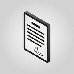 Poster - The contract icon. Agreement and signature, pact, accord, convention symbol.3D isometric. Flat Vector