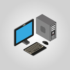 Poster - The computer icon. PC, desktop symbol.3D isometric. Flat Vector