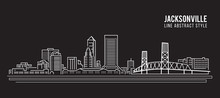 Cityscape Building Line Art Vector Illustration Design - Jacksonville City
