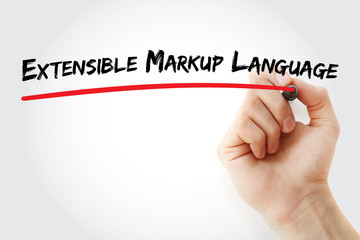 Poster - hand writing extensible markup language with marker, concept background