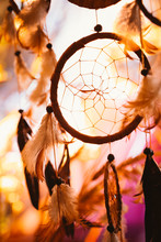 Black And White Photo Of A Dream Catcher At Sunset Purple Dark Background