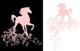 Fototapeta Konie - horse among tree blossom