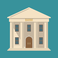 flat detailed bank building icon. vector illustration