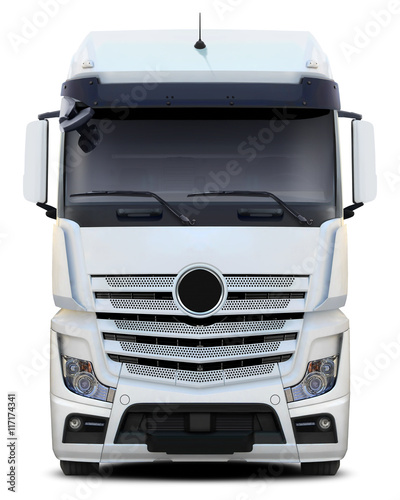 White truck front view isolated on white background. Tableau sur Toile