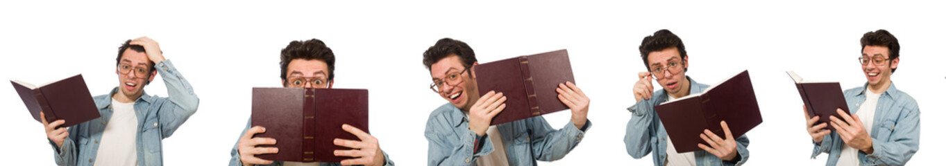 Wall Mural - Collage of student with books on white