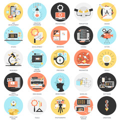 Poster - Flat conceptual icons set of creative process