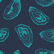 Oysters vintage vector pattern.