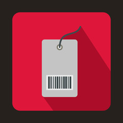 Poster - Tag with bar code icon in flat style with long shadow. Label symbol