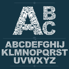 Poster - Ecology style flowery font, vector typeset made using natural or
