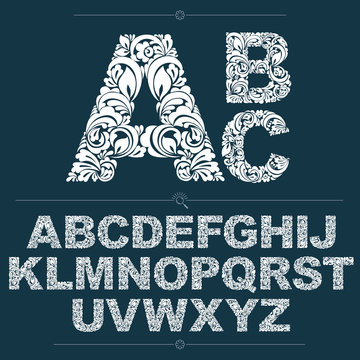 Ecology style flowery font, vector typeset made using natural or