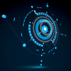 Fototapete - Technical plan, blue abstract engineering draft for use in graph