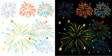 Fireworks On Black And White Background
