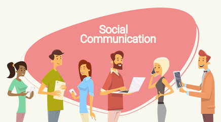 Poster - people chat digital device tablet phone laptop social network communication
