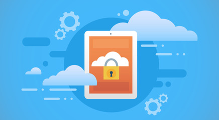 Poster - Tablet Computer Cloud Database Lock Screen Data Privacy Protection