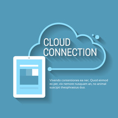 Poster - Tablet Computer Cloud Connection Concept Banner With Copy Space