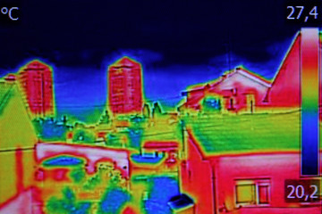 Wall Mural - Thermal image on Residential building