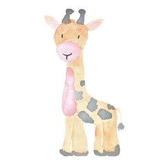 Giraffe cute little animal illustration hand-drawn watercolor