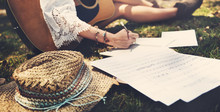 Hippie Musician Songwriter Writing Concept